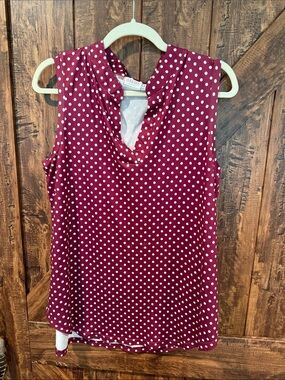 Alife Burgundy Polka Dot Sleeveless V-Neck Camisole
